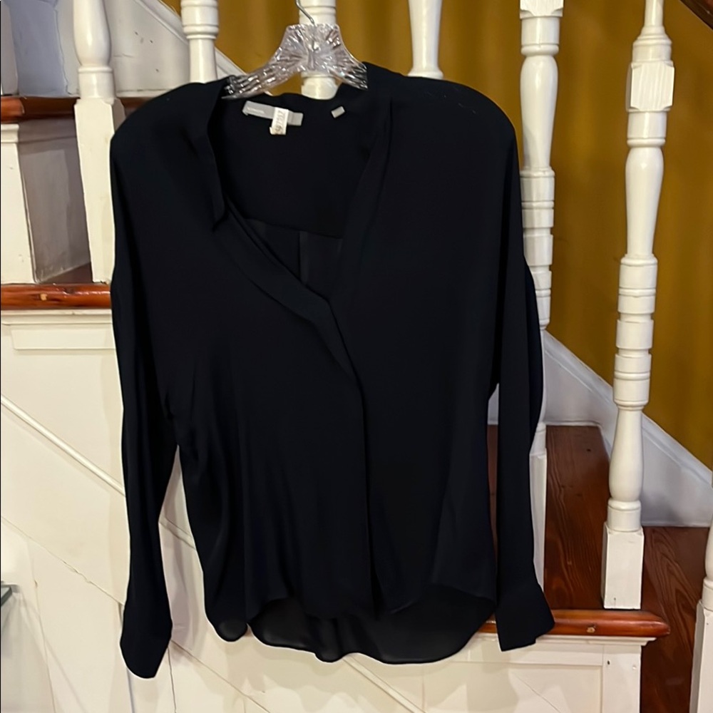 Vince Black Blouse Long Sleeve Casual Style